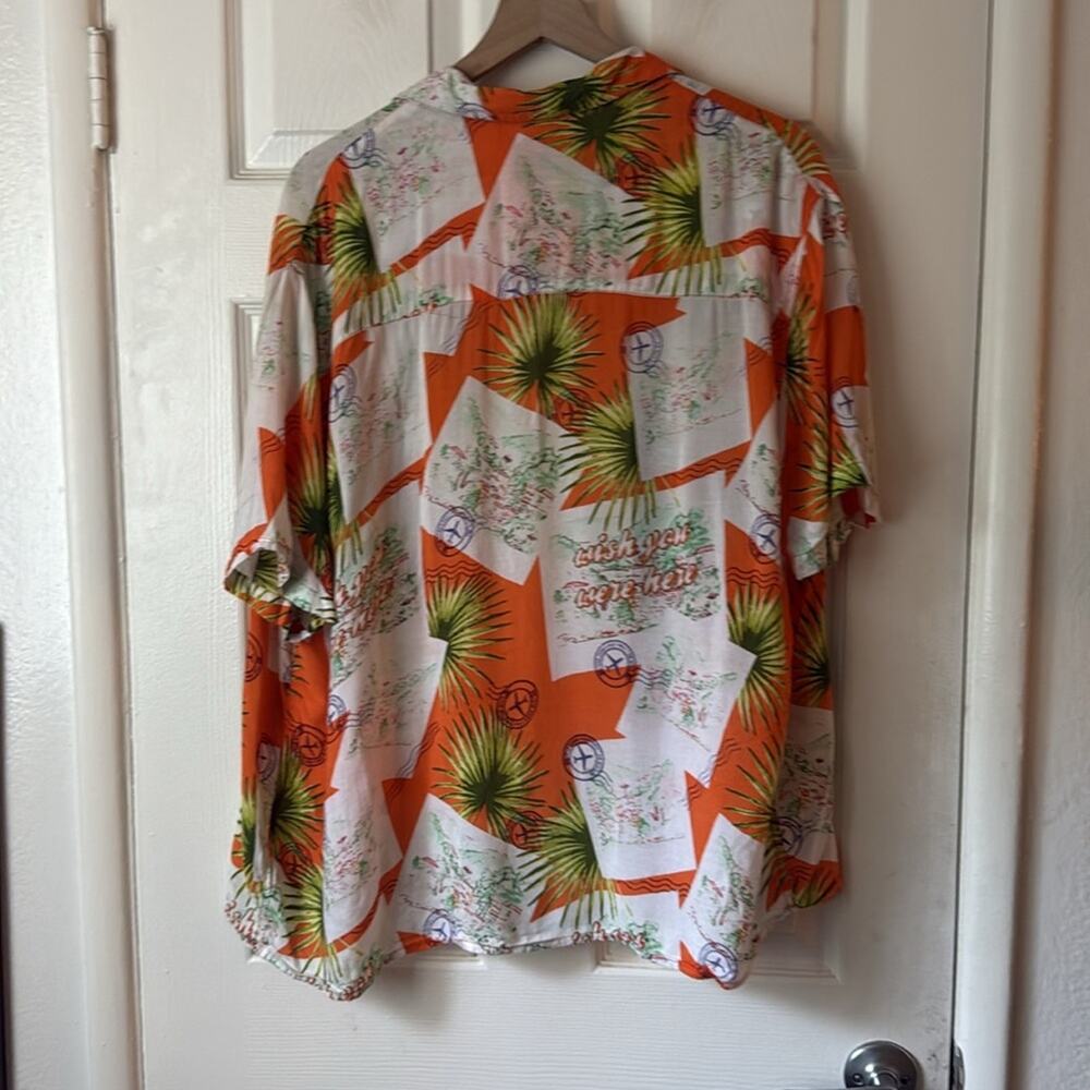Urban Outfitters Passport Vacation Button Down Shirt Orange size medium - Picture 6 of 6